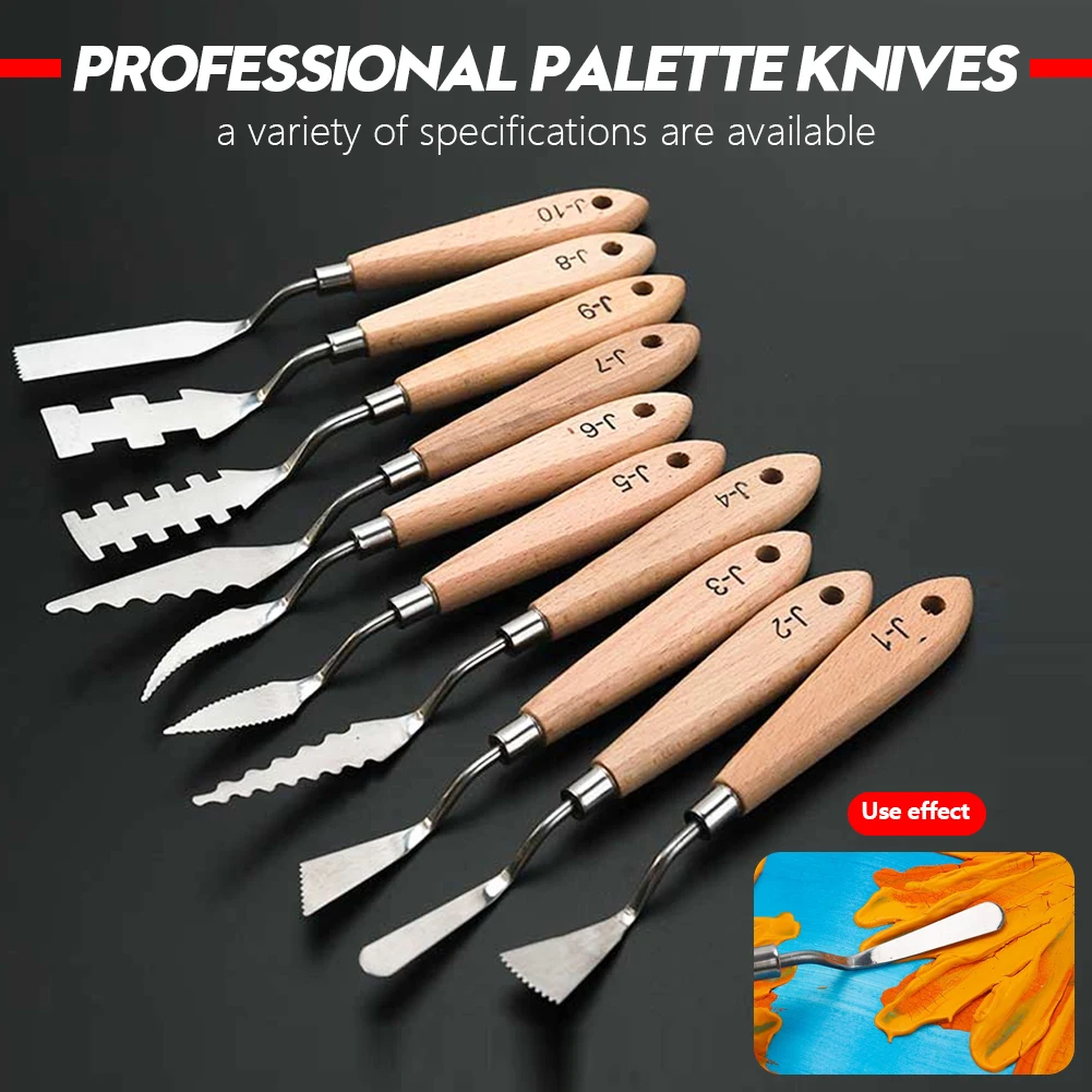 Gama de cuchillos profesionales, multitipos para pintura al óleo, herramienta de pintura fina, raspador de acero inoxidable mezclado, suministros de arte