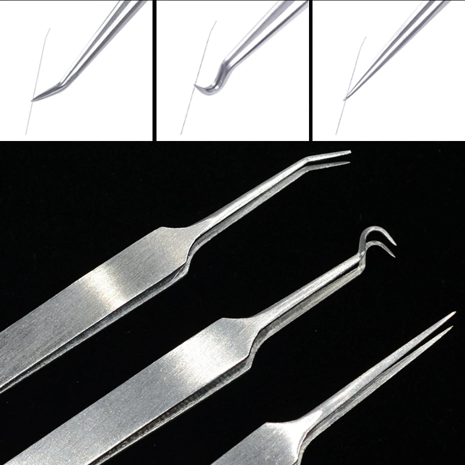 1pcs Stainless Steel Tweezers Blackhead Acne Remover Needle Eyelash Extension Eyebrow Clip Nipper Face Pore Cleaning Tools TR213 2