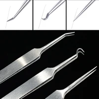 1pcs Stainless Steel Tweezers Blackhead Acne Remover Needle Eyelash Extension Eyebrow Clip Nipper Face Pore Cleaning Tools TR213 2