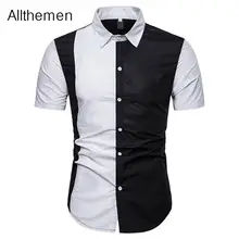 Allthemen New  Men's Casual Button-Down Shirts Fashion  Mens Black White shirts Short-sleeved Casual Men Top Shirts