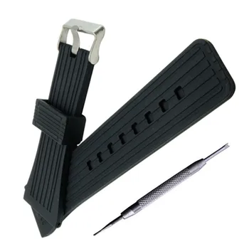 

30 mm Black Silicone Rubber Waterproof Watch Band Strap Popular Watchband +Tool