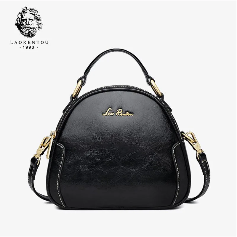 

LAORENTOU New women leather handbags quality cowhide Retro fashion women bag tote small bag women leather shoulder Crossbody bag