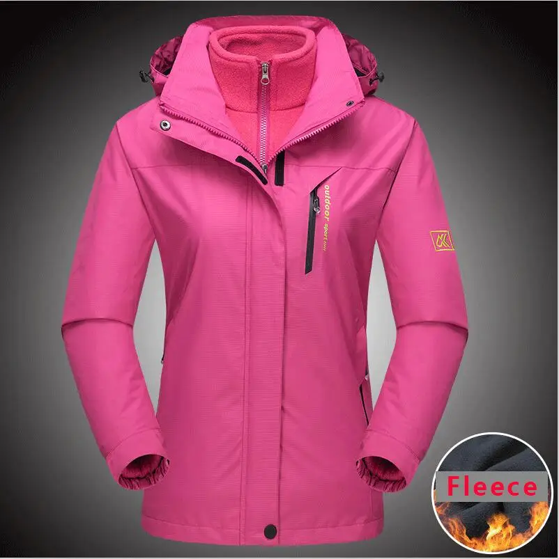 Fecocozy зима осень для мужчин женщин Открытый тепловой 3 в 1 походные куртки Кемпинг Треккинг Лыжный спорт флисовое пальто для альпинизма рыбалки - Цвет: Women Rose Red