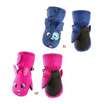 

Toddler Kids Waterproof Winter Thicken Warm Gloves Cute Cartoon Dog Rabbit Print 3D Ears Anti-Slip Elastic Snow Ski Mittens 1-8