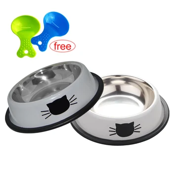 

2 Pcs Pet Bowl Stainless Steel Dog Cat Food Bowl Water Dish with Non-skid Rubber Base Dog Cats Puppy Outdoor Food Dish