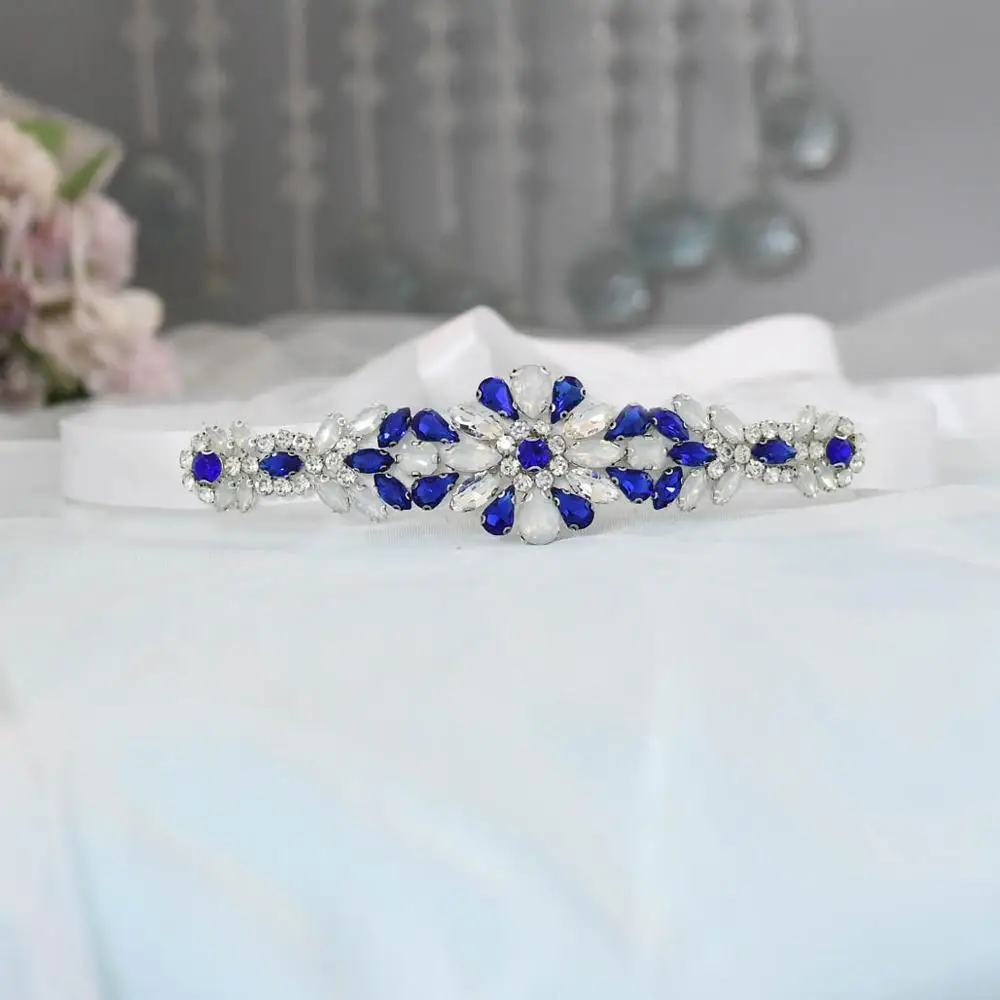 Royal Blue Rhinestone Belt Wedding Bridal Belt Jeweled Belt Sparkle