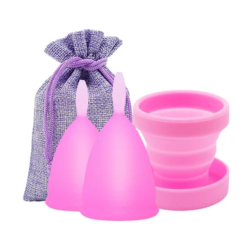 

2 PCS Women's Menstrual Cup (Large & Small) & 1 PCS Sterilizer Cup Childbirth Reusable Period Cups Copa Menstrual De