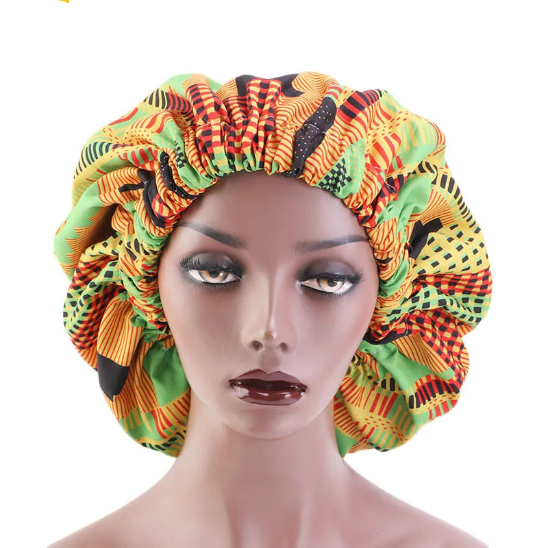 New Extra Large Satin Lined Bonnet Women Big Size Beauty Print Satin Silk Bonnet Sleep Night Cap Head Cover Bonnet Hat Wholesale