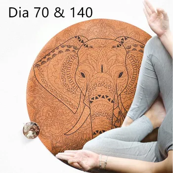 

Large Round Yoga Mat Cork Natural Rubber Non slip Print Yoga Cushion 140*140 cm*4mm Eco-friendly Home Meditation Pad Pilates Mat