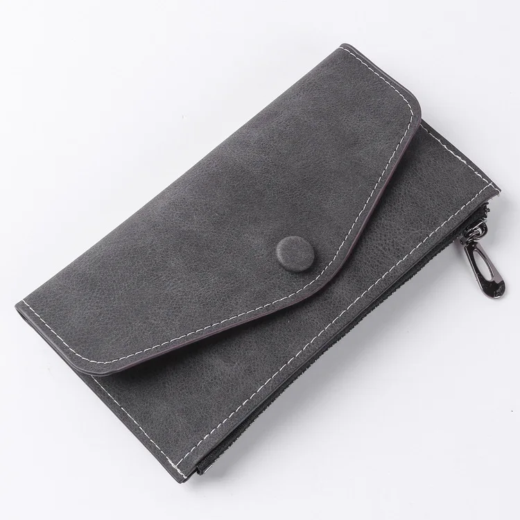

Ougger Ultra Thin Wallet Women Long Purses Large PU Hasp Zipper Vintage Korean Style Clips Bags for Money Cards Mobile phone