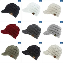 Теплая Повседневная Свободная шерстяная вязаная женская бейсбольная кепка с ушками и хвостиком, упругие модные аксессуары для улицы