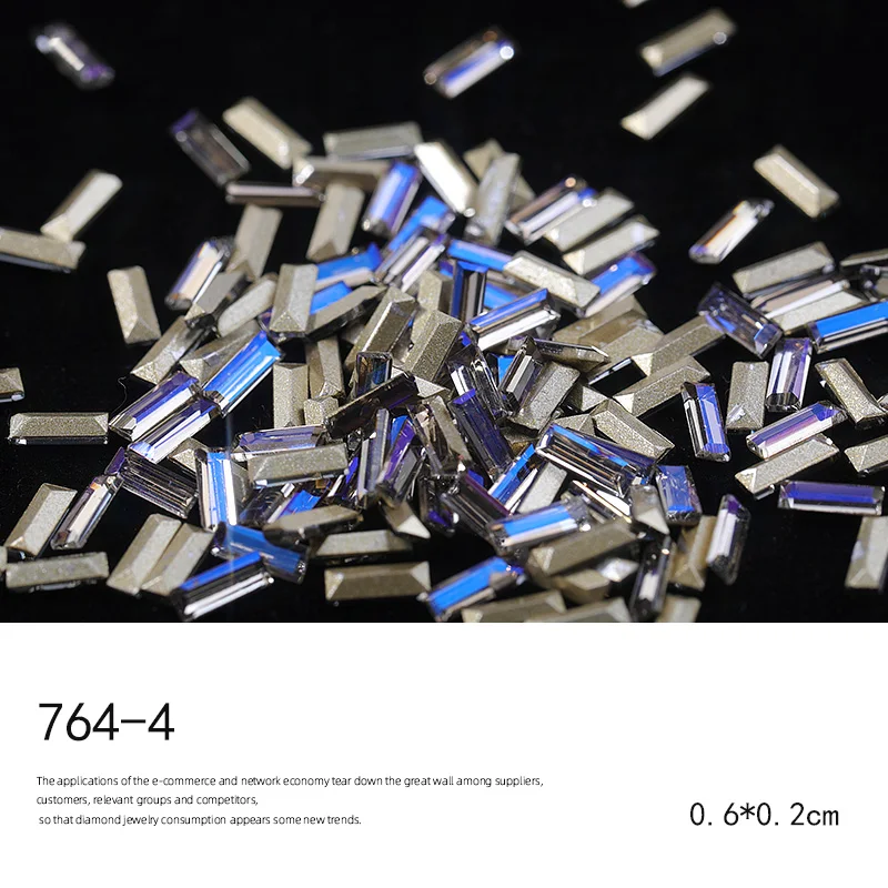 764-4 HNUIX, 10 шт., 3D Прямоугольник, Холо, украшения для ногтей, наборы, блестящий Блестящий декоративный камень для ногтей, сделай сам, маникюр, Хрустальные Стразы для ногтей, аксессуары - Цвет: 764-4