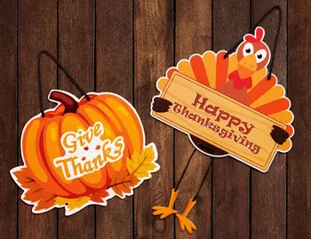 

100pcs Thanksgiving Halloween Hanging Sign Decorations - Turkey Pumpkin Fall Wall Door Hanger Decor