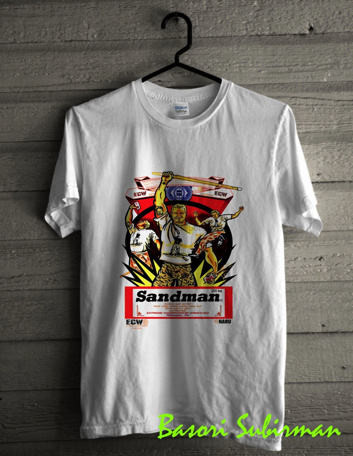 Vintage T Shirt ECW SANDMAN Blood Sweat 
