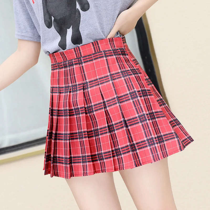 Saia de Cintura Minissaia de Alta Saia Plissada Verão Sexy Alta Bonito Meninas Escola Qualidade Rosa Xadrez Saias Feminino Shorts 2021 19 High Quality Moda Feminina