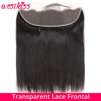 

Straight Transparent Lace Frontal 13X4 Ear To Ear Swiss Lace Pre Plucked With Baby Hair Brazilian Human Hair Remy West Kiss Hair