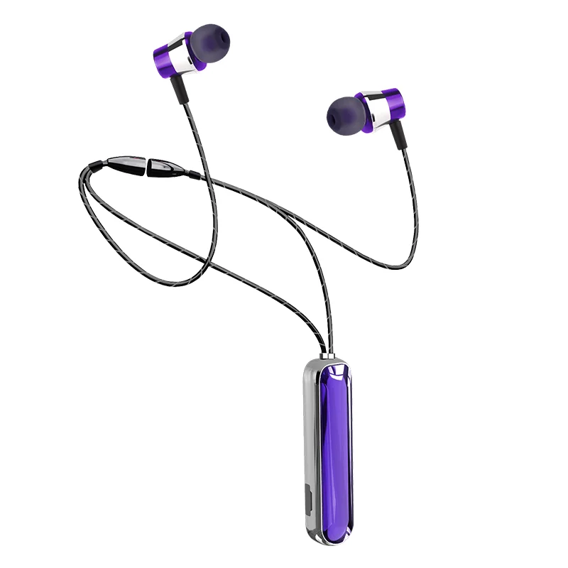 Purple2 Bluetooth наушники с автоспуском двойной стерео звук Беспроводные спортивные наушники ожерелье TWS вкладыши пара гарнитуры для влюбленных - Цвет: Purple2