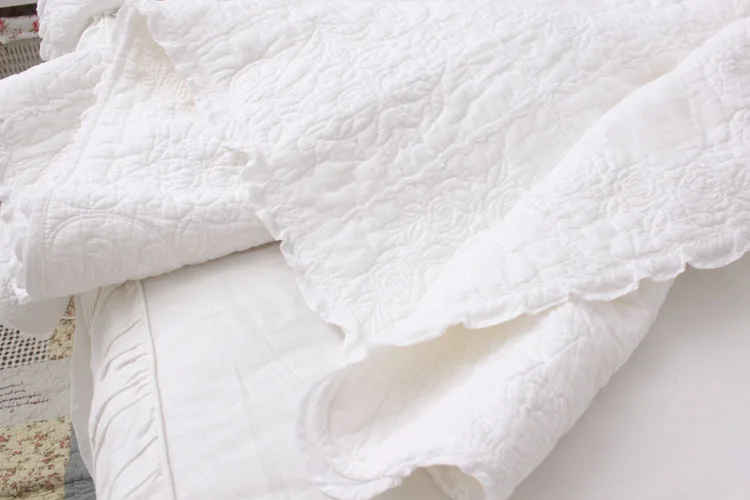 Американские вышитые белые одеяла с европейскими постельными покрытиями, хлопковое стеганое покрывало