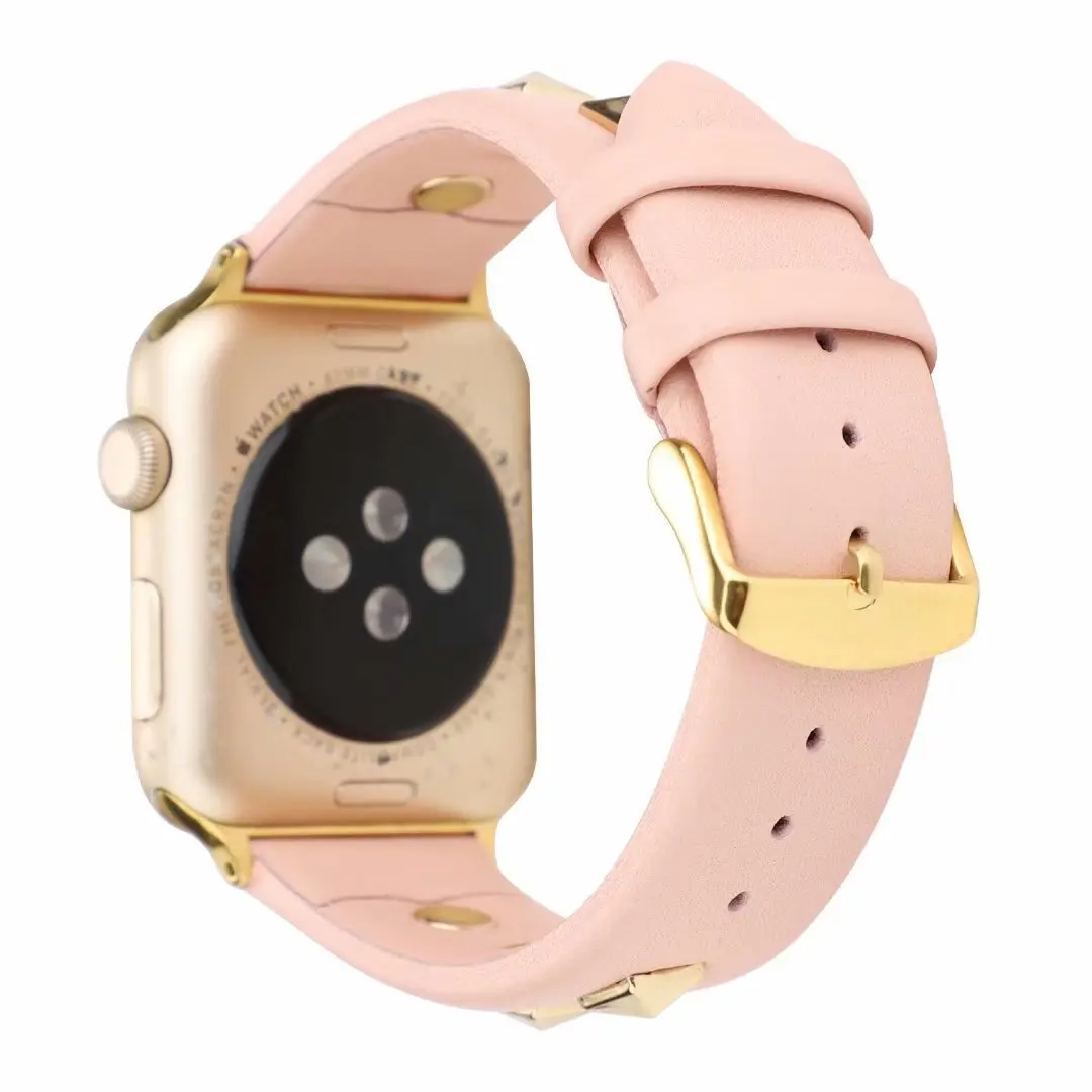 Pink golden nail Из натуральной кожи петлевой ремешок для наручных часов Apple Watch, ремешок 42 мм 44 мм Apple Watch 4 5 38 мм 40 мм, для iwatch, версия 3, 2, 1 Мода сменный Браслет - Цвет ремешка: Pink golden nail