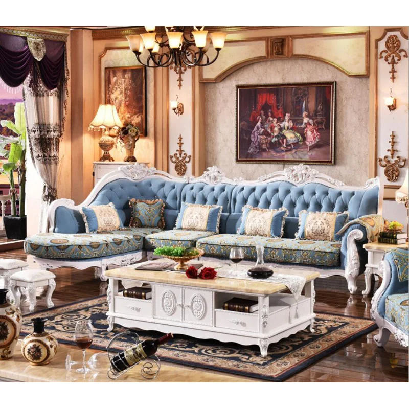 

high quality European antique living room sofa furniture genuine leather set xhs0010