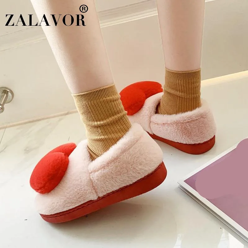 

ZALAVOR Women Flats Shoes Winter Plush Fur Keep Warm Cotton Slides Shoes Women Casual Ankle Boots Indoor Footwear Size 36-41