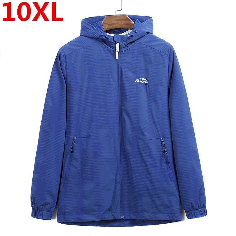 plus size 10XL Ultra-Light Men's Summer Hooded Jacket Windbreaker Packable Skin Coat Sunscreen Waterproof Beach Casual Jackets | Мужская