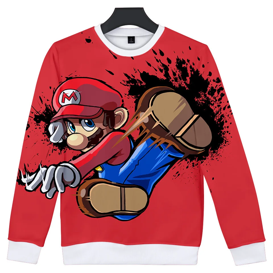 Футболки Super Mario Bros для детей 8-20 лет, модный свитер для маленьких девочек, пуловер, футболка с длинными рукавами для мальчиков-подростков повседневные топы