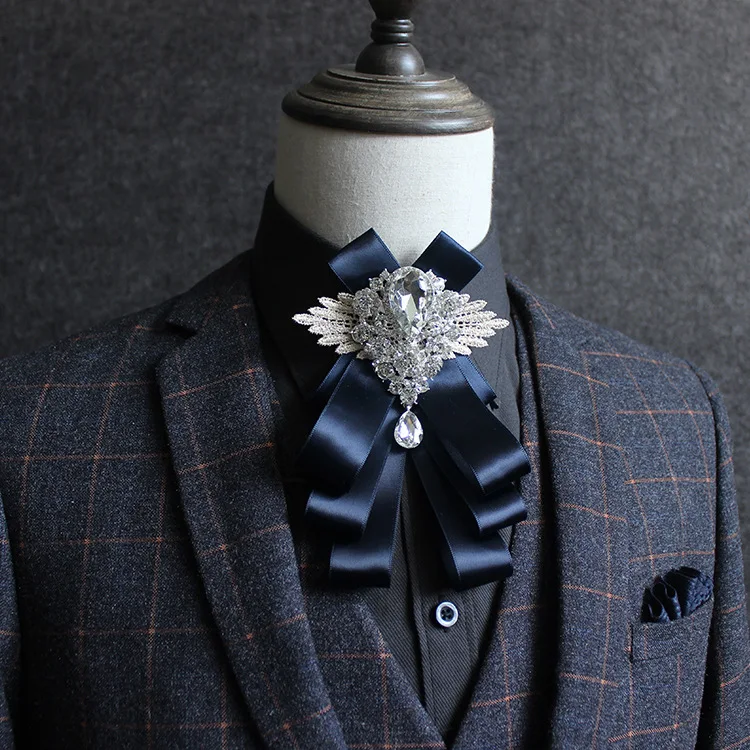 

Elegant Men Women Christmas Gift Party Business Wedding Bow Tie Cravat Vintage Bling Crystal Rhinestone Necktie Ribbon Bowtie