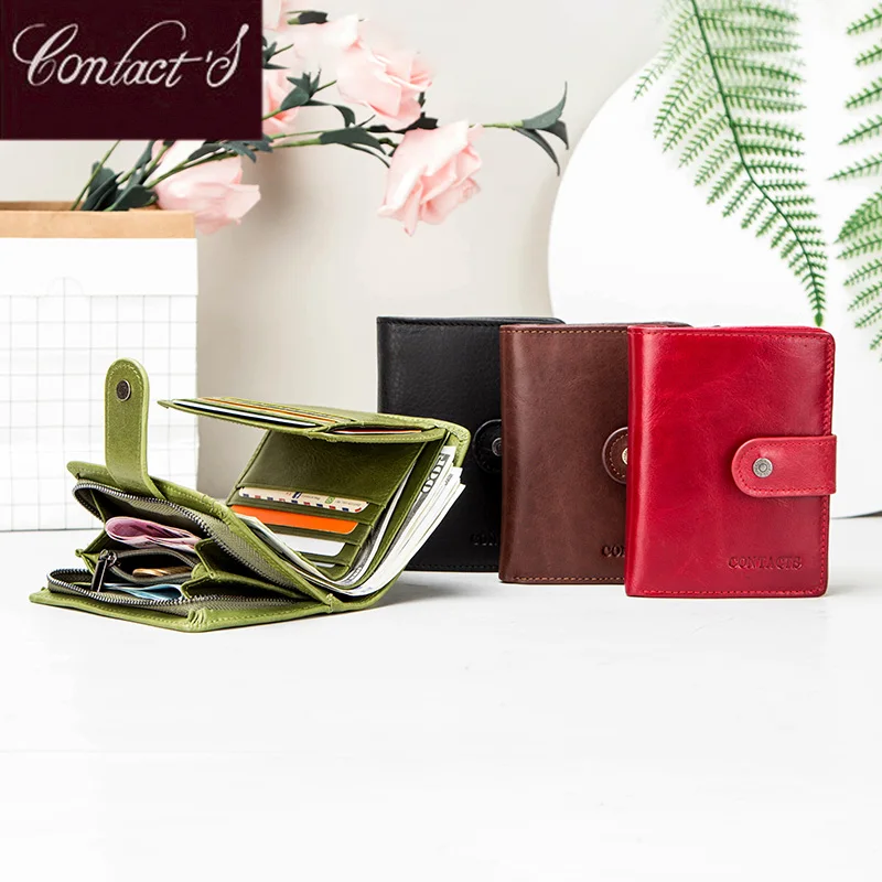 Small RFID Wallets For Women - Leather Slim Compact Trifold Womens