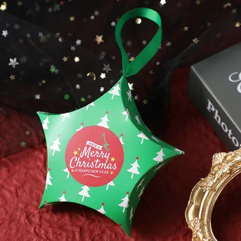 

7.5*7.5cm Candy Boxes Cookies Package Christmas Star Decoration Paper Gift