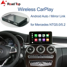 CarPlay اللاسلكية لمرسيدس بنز C Class W205 و GLC 2015 2018 ، مع أندرويد مرآة للسيارات رابط AirPlay وظائف اللعب سيارة