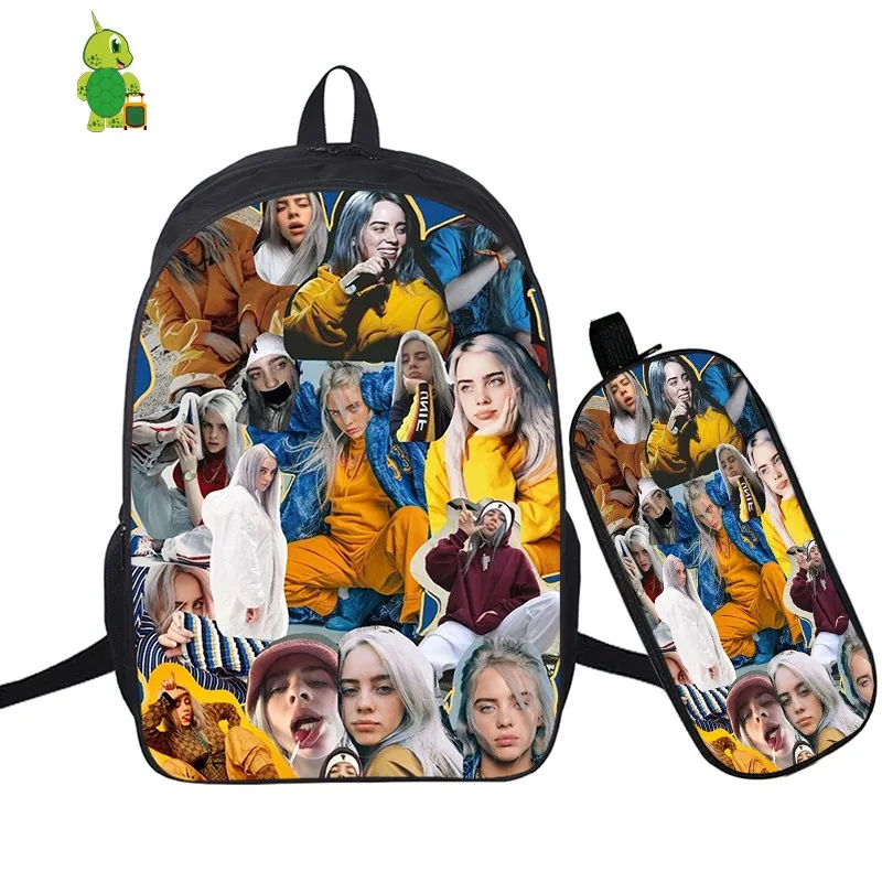 В стиле «хип-хоп» Billie Eilish 2 шт./компл. рюкзак школьные сумки для подростков мальчиков и девочек студенты рюкзак для ноутбука Карандаш Чехол дорожные сумки - Цвет: 27