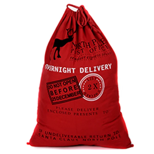 Red overnight New Year Gift Santa Sacks Personalized Large Santa Claus Bag Custom Christmas Linen Gift Bags Drawstring Cotton Xmas Bag - Цвет: Red overnight
