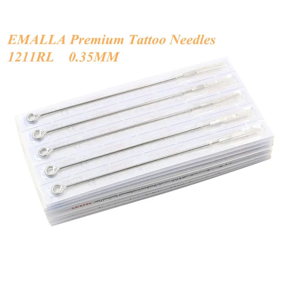 EMALLA 50 шт. 1211RL Премиум иглы для татуировки круглый вкладыш микроблейдинг стерилизованная нержавеющая сталь для тату иглы Поставки