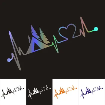 

Interesting PVC 20cm X 8cm Camper Heartbeat Lifeline Reflective Car Sticker Waterproof Decal Cover Scratches Accessories