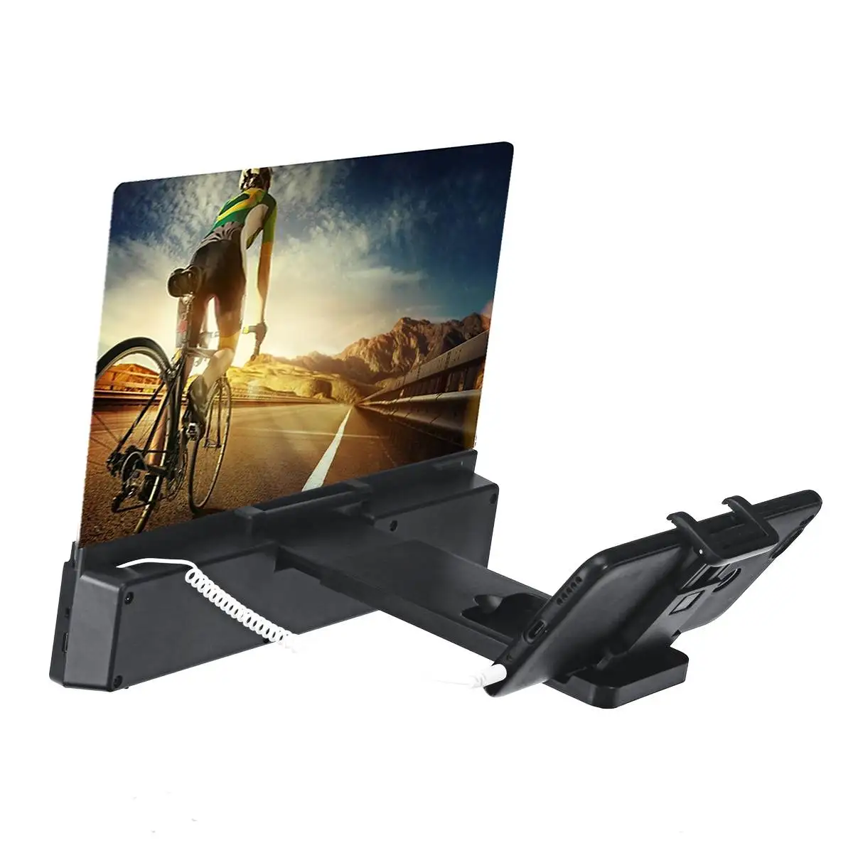 Цена 12 дюймов 3D HD увеличитель для экрана телефона кронштейн для столешницы видео усилитель с проводным динамиком для смартфона расширитель держ...