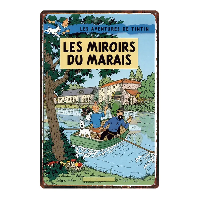 Tintin, Мультяшные металлические знаки, табличка, металлическая, винтажная, настенная, для паба, для детской комнаты, для дома, искусство, вечерние, винтажный декор, железный плакат, Cuadros DU2994 - Color: DU3000