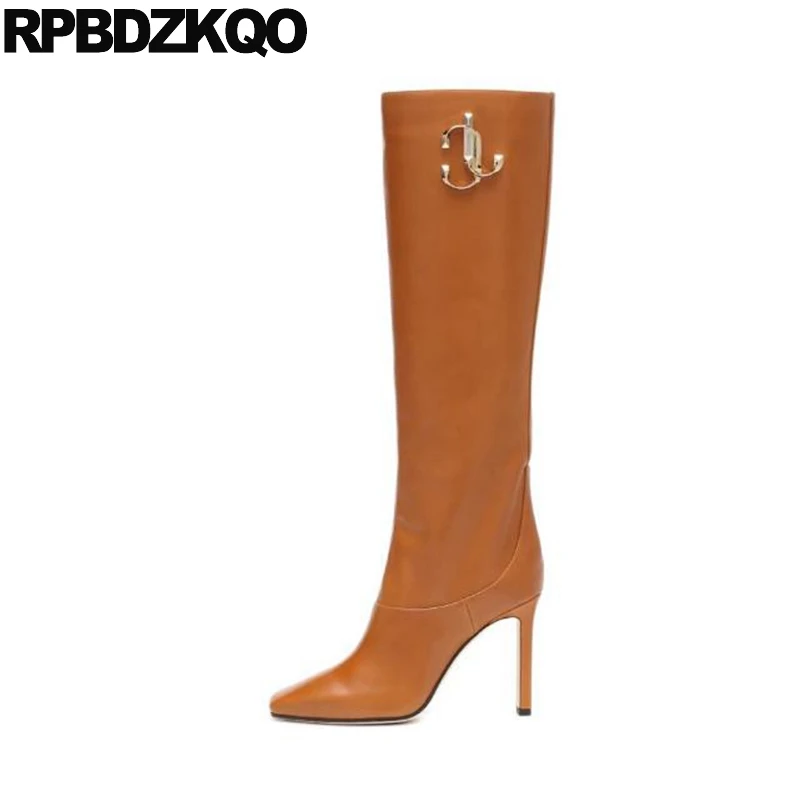 

12 44 13 45 thigh high boots for plus size women crossdresser over the knee shoes square toe metal heel wide calf big chunky new