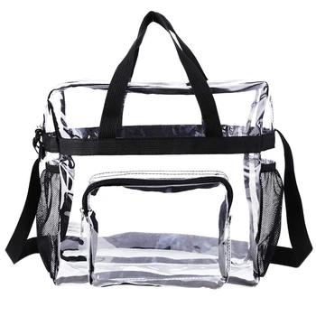 

LJL-Transparent Tote Bag Stadium Security Travel and Gym Clear Bag, See Through Tote Bag for Work, Sports Games and Concerts