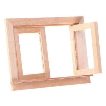 

1/12 Dollhouse Miniature Wood 2 Pane Window Frame DIY Furniture Doll House Accessories 1:12 Scale Kids Children Toys