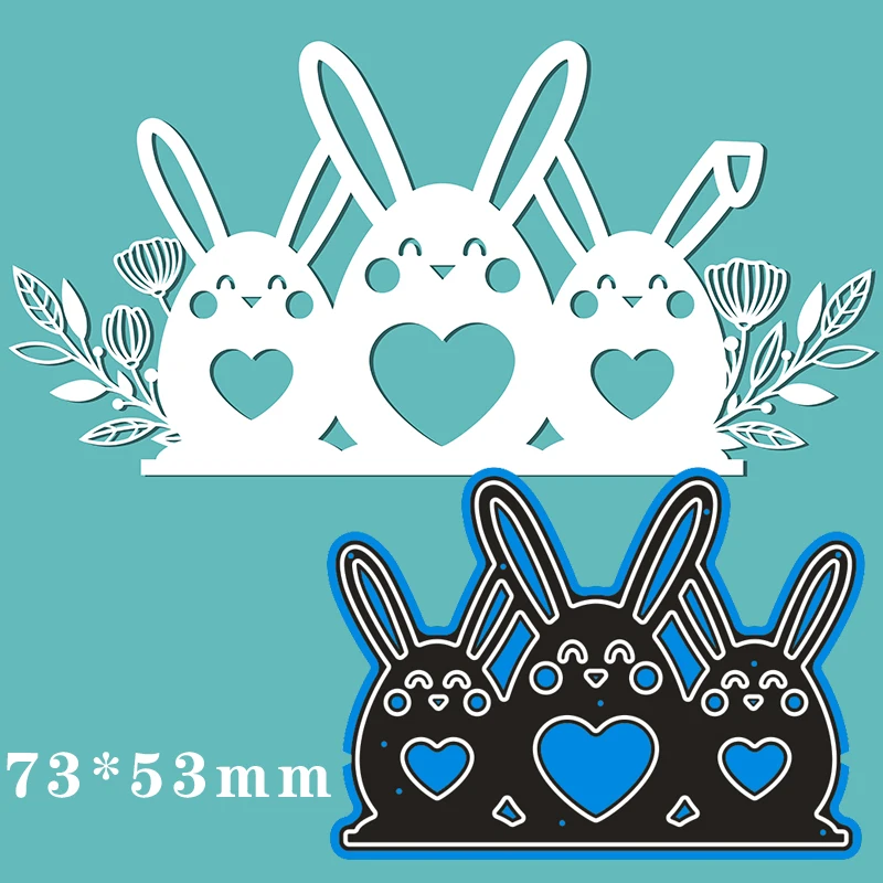 

Metal steel Cutting Dies 3 rabbits DIY Scrapbooking Photo Album Embossing paper Cards 73*53mm