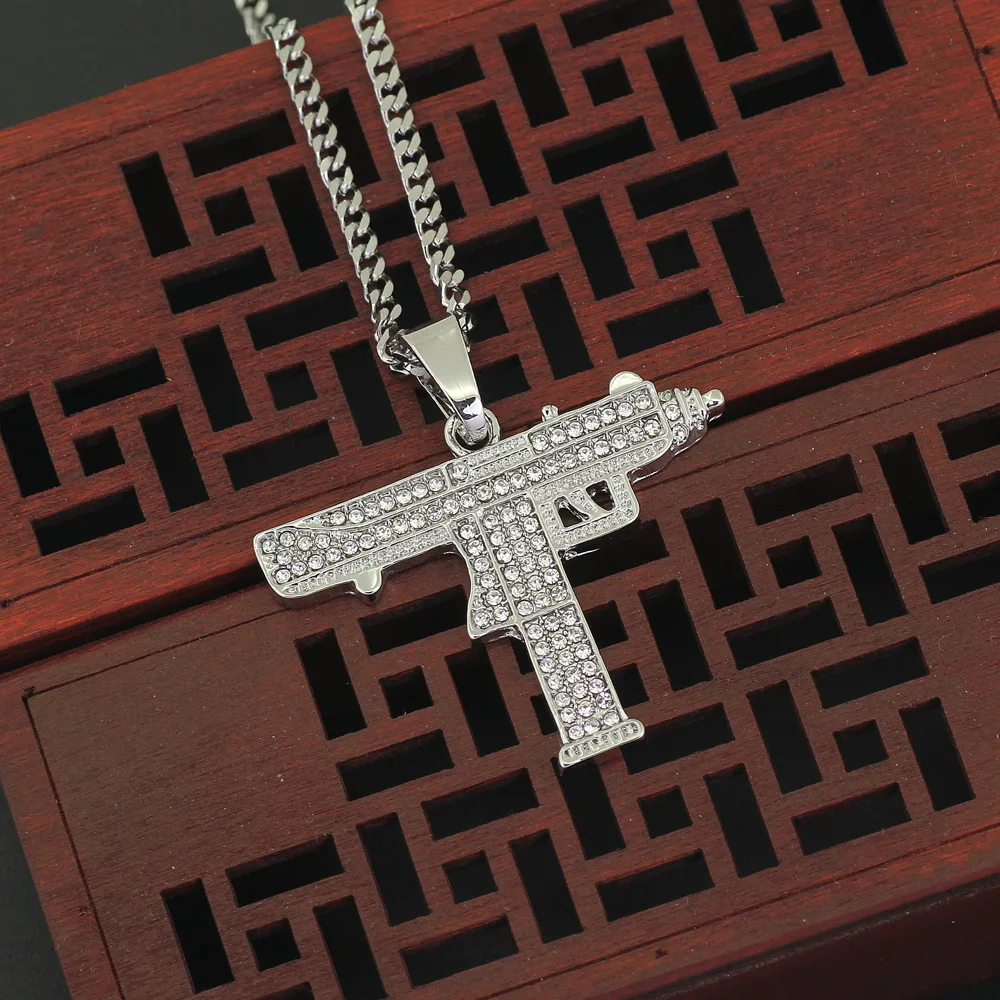 

Stainless Steel Cuba Pendant Europe And America Hip Hop Necklace Men Submachine Gun Pistol Machine Gun Pendant
