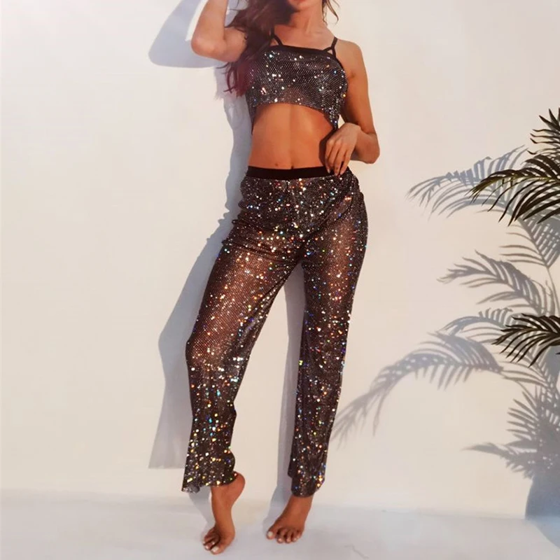 Party Club Prestaties Broek Shiny Luxe Rhinestones Disco Broek Diamant Mesh Nachtclub Tonen Skinny Broek Party Club Prestaties Broek Shiny Luxe Rhinestones Disco Broek Diamant Mesh Nachtclub Tonen Skinny Broek