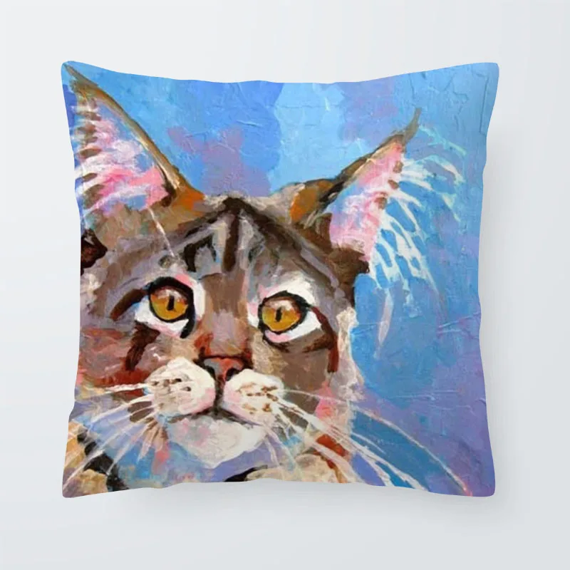 Красочные картины маслом наволочки Tangerine Cat Британская короткошерстная наволочки зеленый фиолетовый, черный белый 17*17 в украсить дом