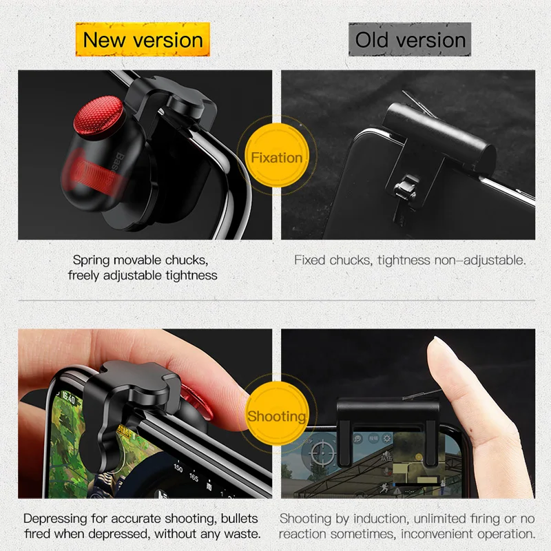 Baseus Gamepad Joystick For PUBG Joypad Game Trigger Fire Button L1 R1 Aim Key Shooter Controller For PUBG Mobile Phone Game Pad