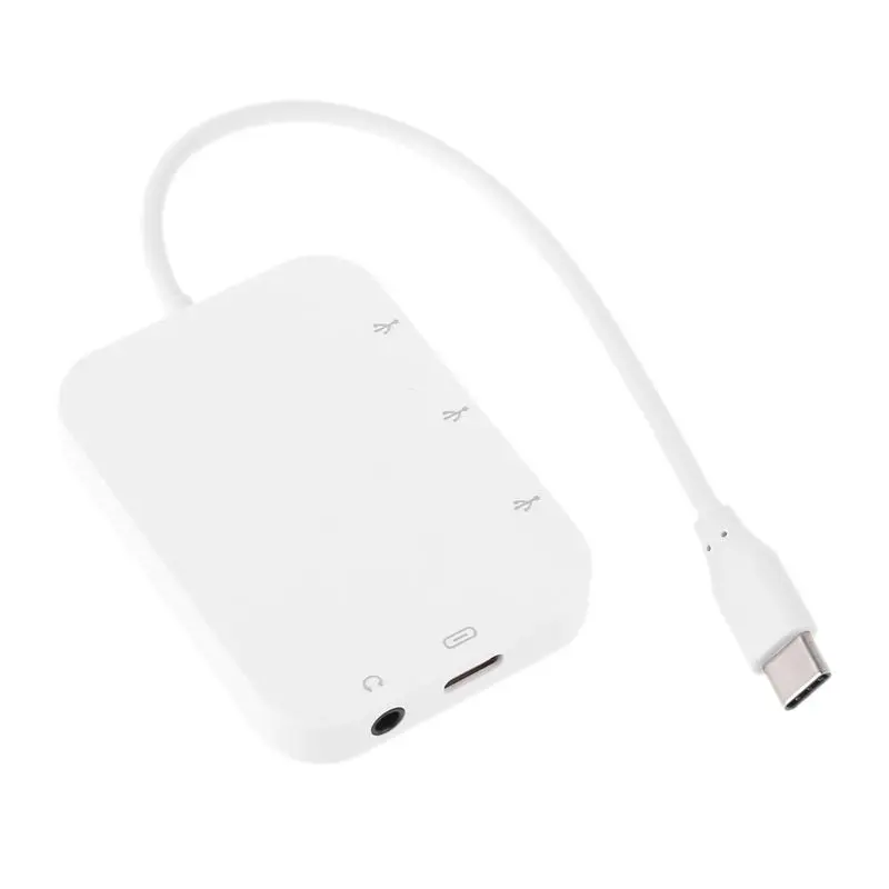 

Type C to 3x USB 2.0 Hub Adapter USB C PD Charging 3.5mm Jack for Laptop B95D