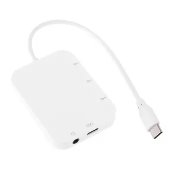

Type C to 3x USB 2.0 Hub Adapter USB C PD Charging 3.5mm Jack for Laptop B95D