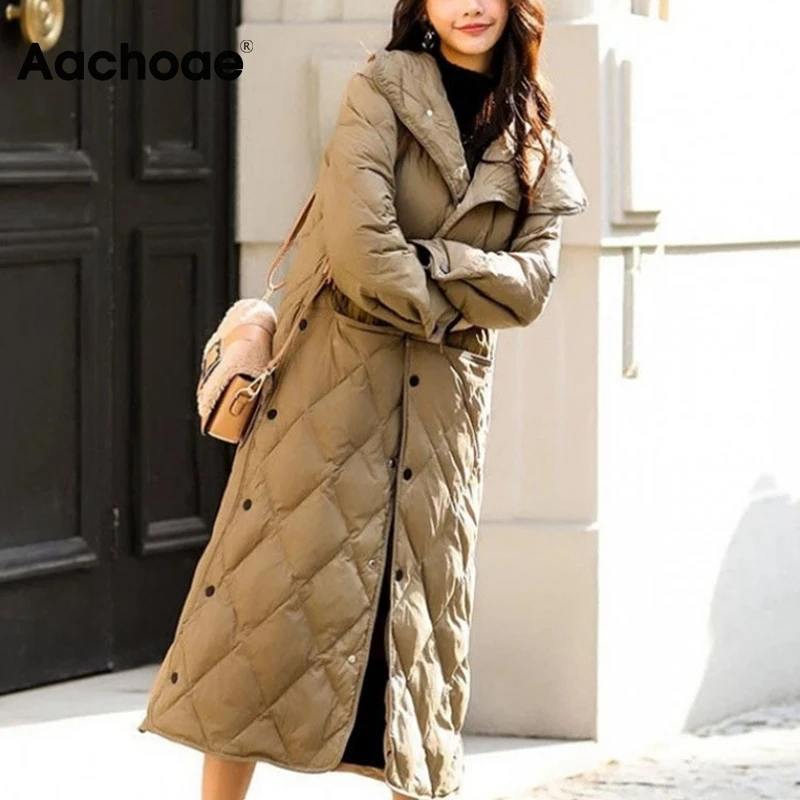 Aachoae Winter Casual Solid Ultra Light Duck Down