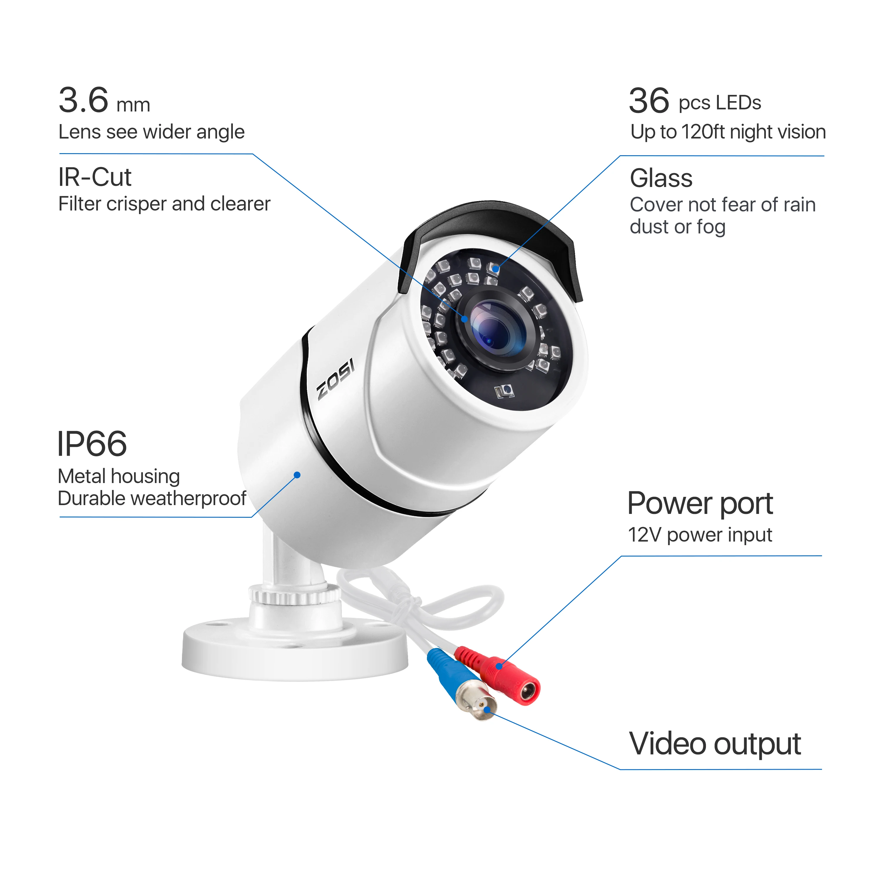 ZOSI 8CH CCTV AHD CVI TVI CVBS 1080P DVR водонепроницаемые ИК Наружные камеры безопасности 2 МП