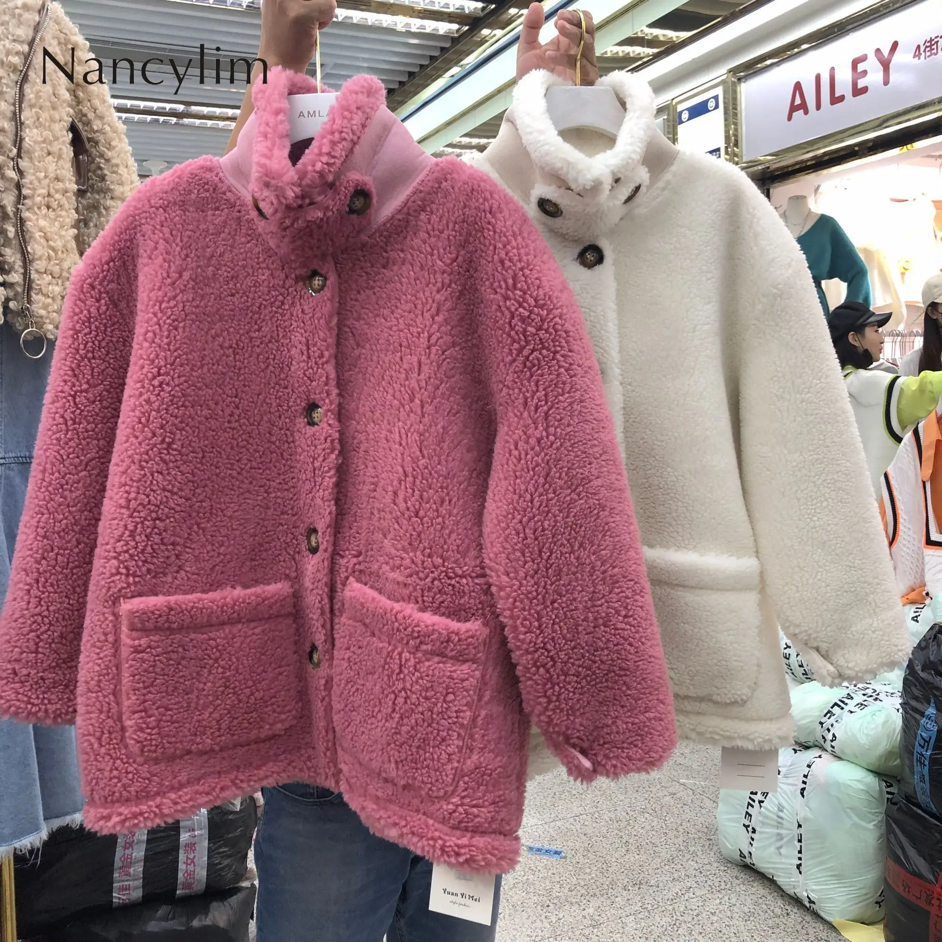 

Lamb Coat Female Winter Korean Loose High Quality Faux Sheep Velvet Fur Coat Girls Ladies Streetwear Warm Padded Casaco Feminino